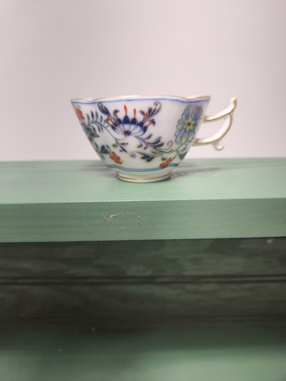 Meissen Germany Porcelain Tea Cup Blue Floral Gold Gilt Crossed Swords No Saucer